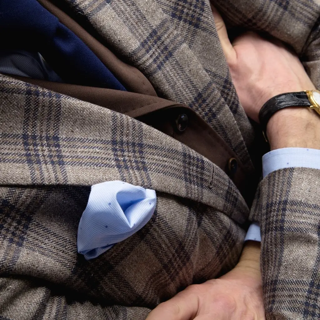 Bruin blauw geruite blazer