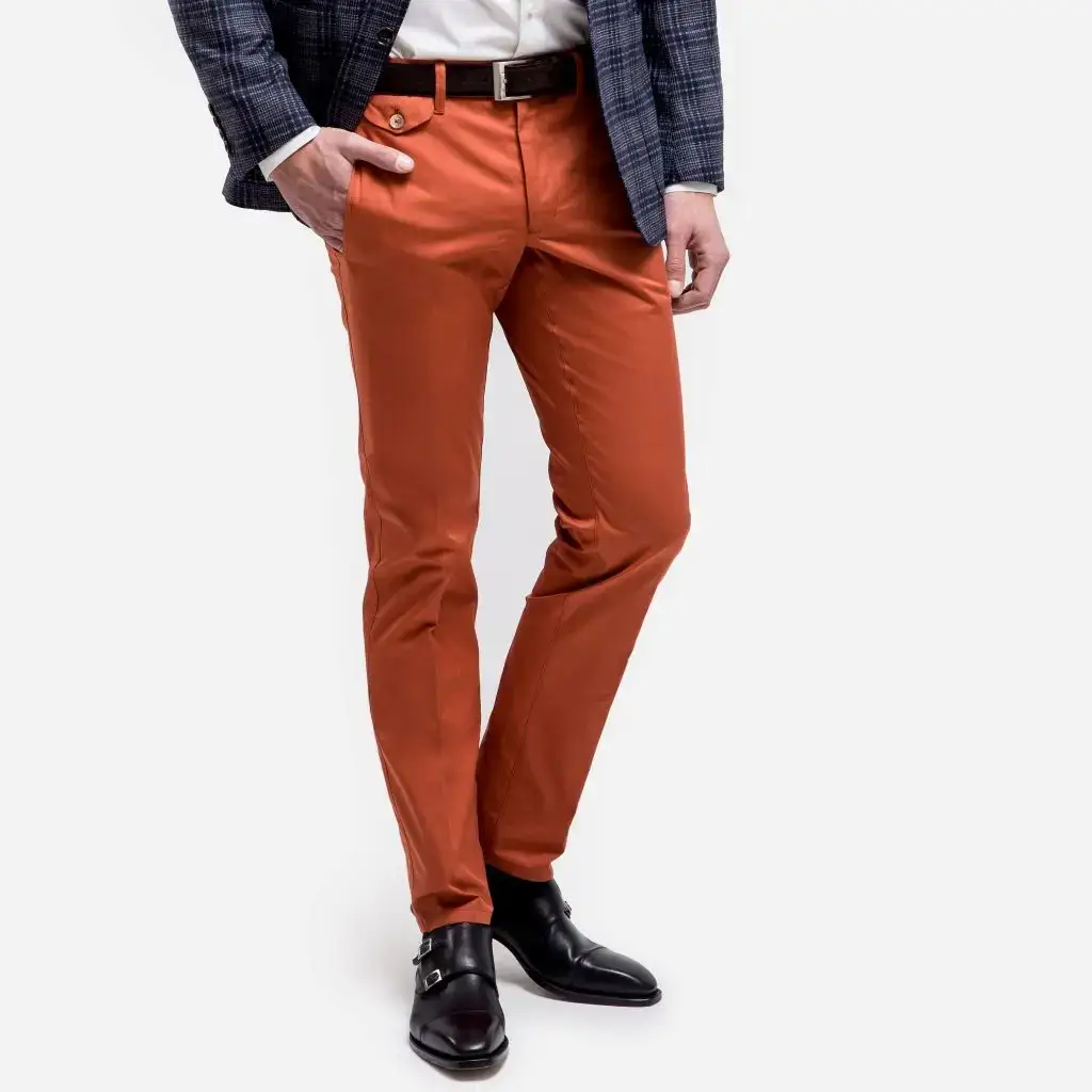Heren chino op maat oranje