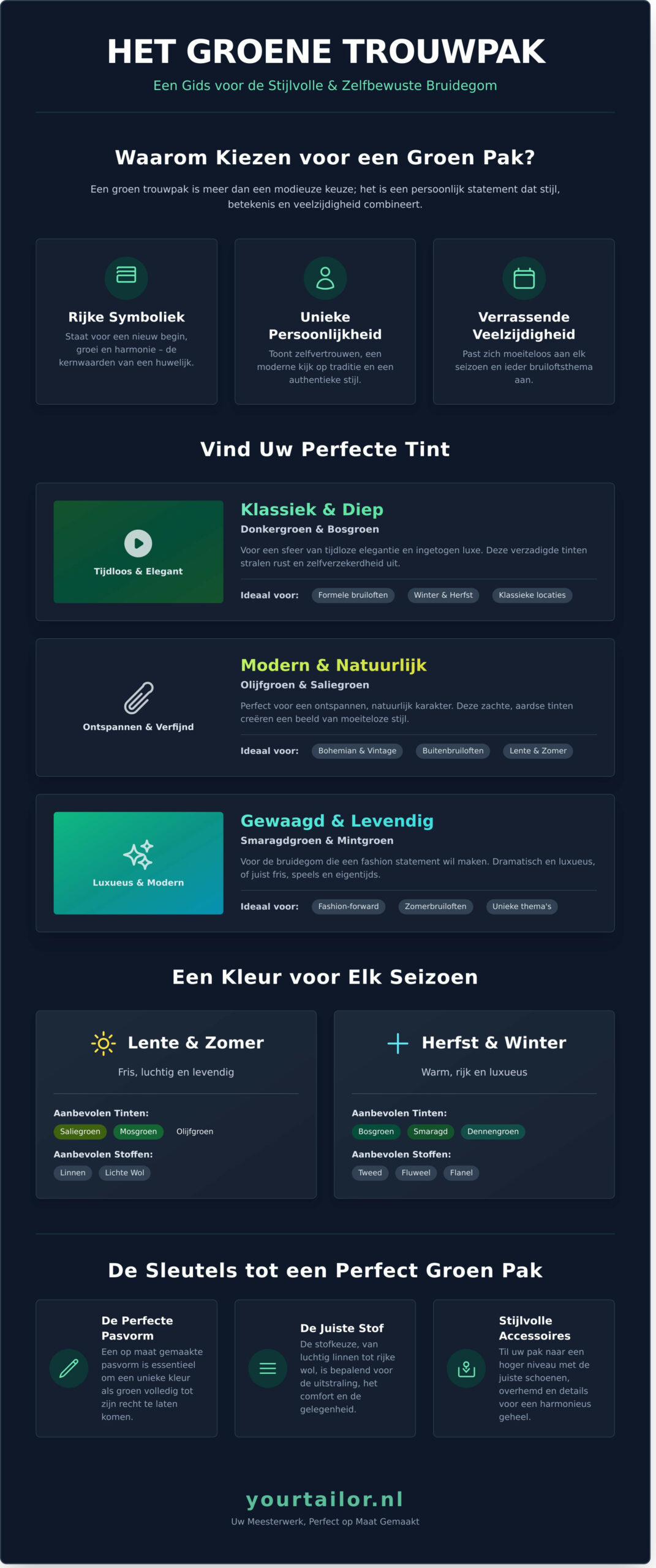Groen Trouwpak: De Ultieme Gids voor een Stijlvolle Keuze - Infographic