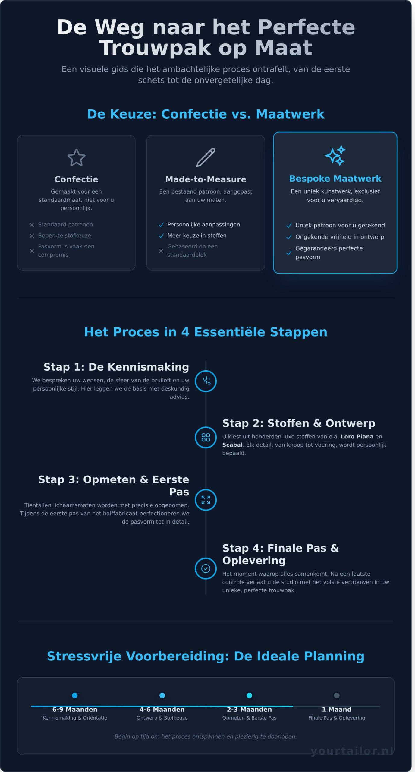 Trouwpak op Maat: De Ultieme Gids voor een Perfecte Trouwdag - Infographic