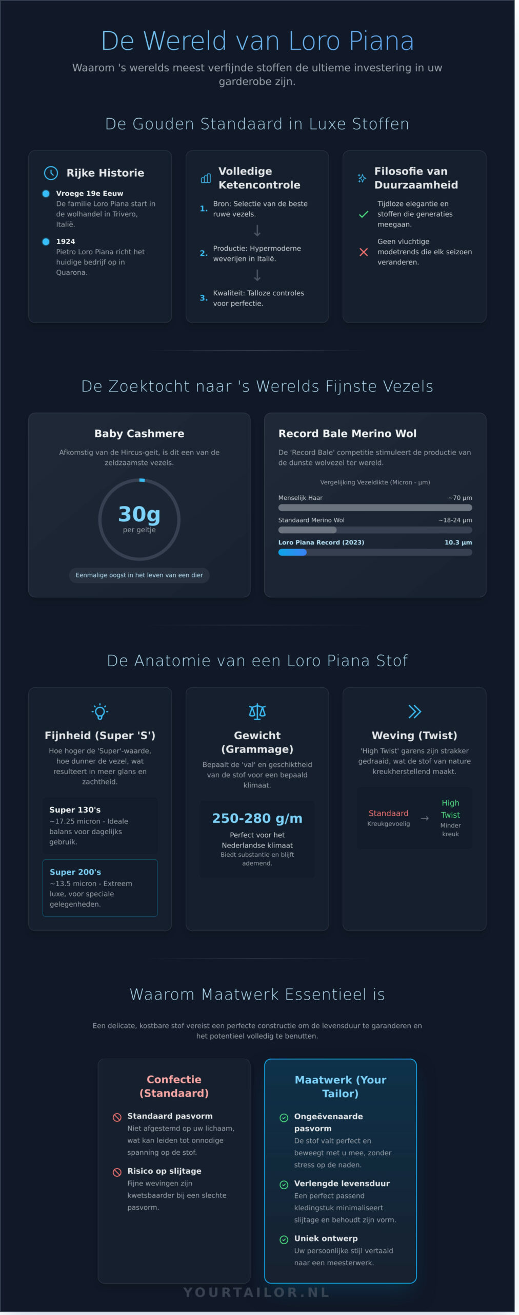 Loro Piana: De Ultieme Gids voor Exclusieve Stoffen en Maatwerk - Infographic