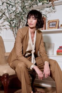 Bruin roest dames maatpak SS 2026
