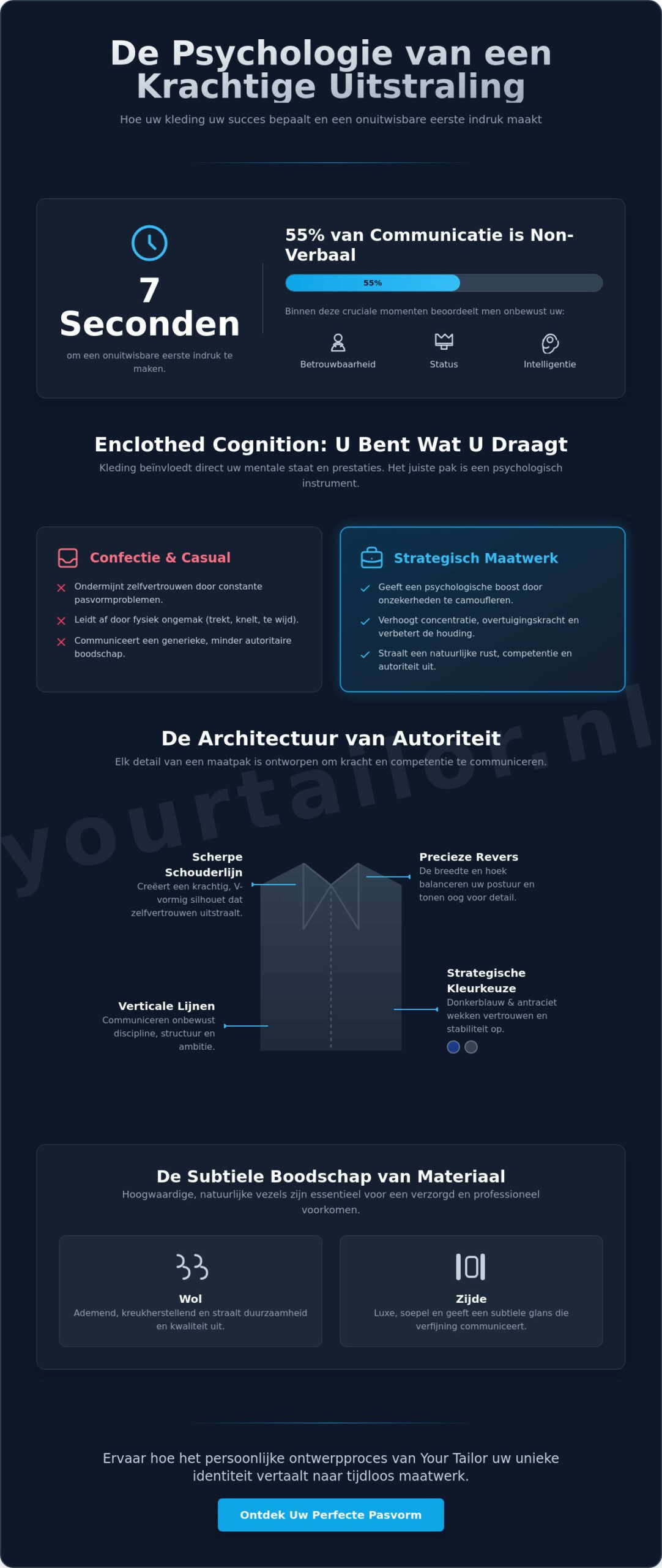 Krachtige Uitstraling door Kleding: De Psychologie en Architectuur van Maatwerk - Infographic