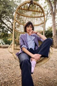 Mauve met blauw dames maatblazer 2026