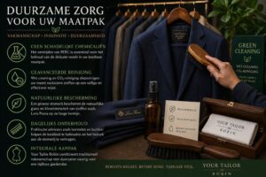 Duurzaam reinigen en onderhoud van uw pak, jurk of jas via Your Tailor Robin in Doorn. CO2 neutrale reiniging en groene stomerij voor behoud van stof, kleur en pasvorm.