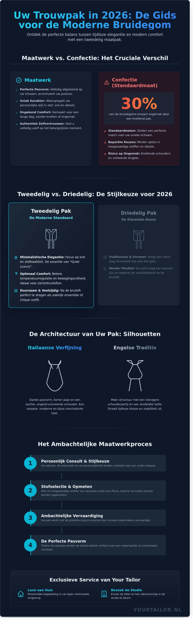 Tweedelig pak bruiloft: De gids voor een modern en perfect passend maatpak in 2026 - Infographic
