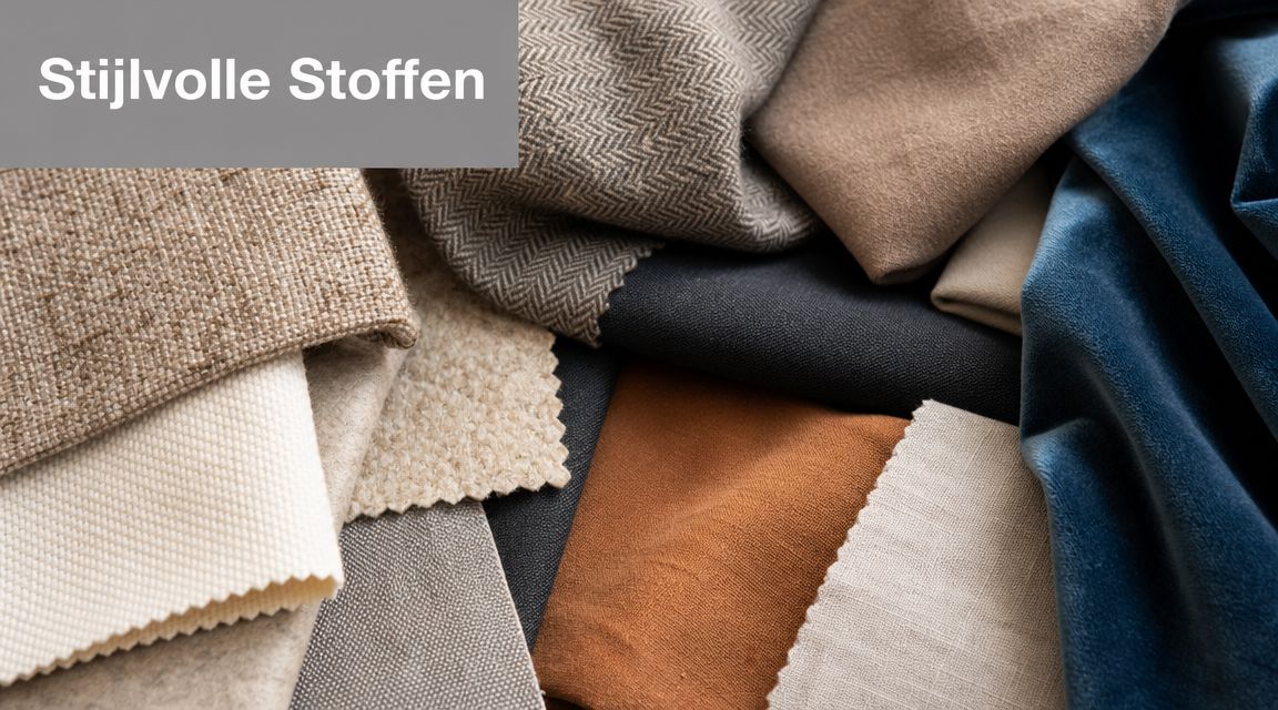 Verschillende soorten stoffen en texturen in diverse kleuren, ideaal voor luxe meubelstoffering of stijlvolle kledingontwerpen.